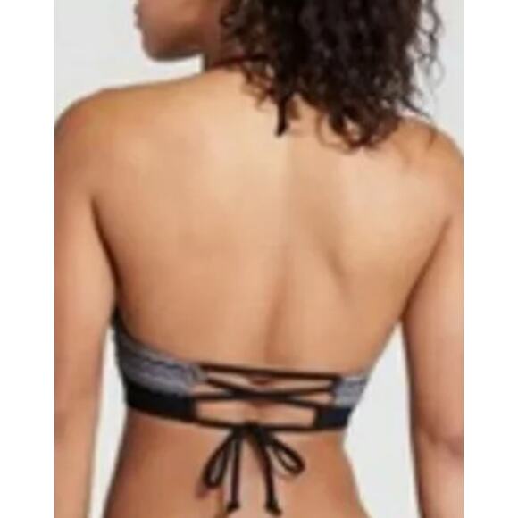 Athleta Bikini Top Jacquard Chevron High Neck Halter Swim Beachy Summer Vacation - Picture 2 of 6